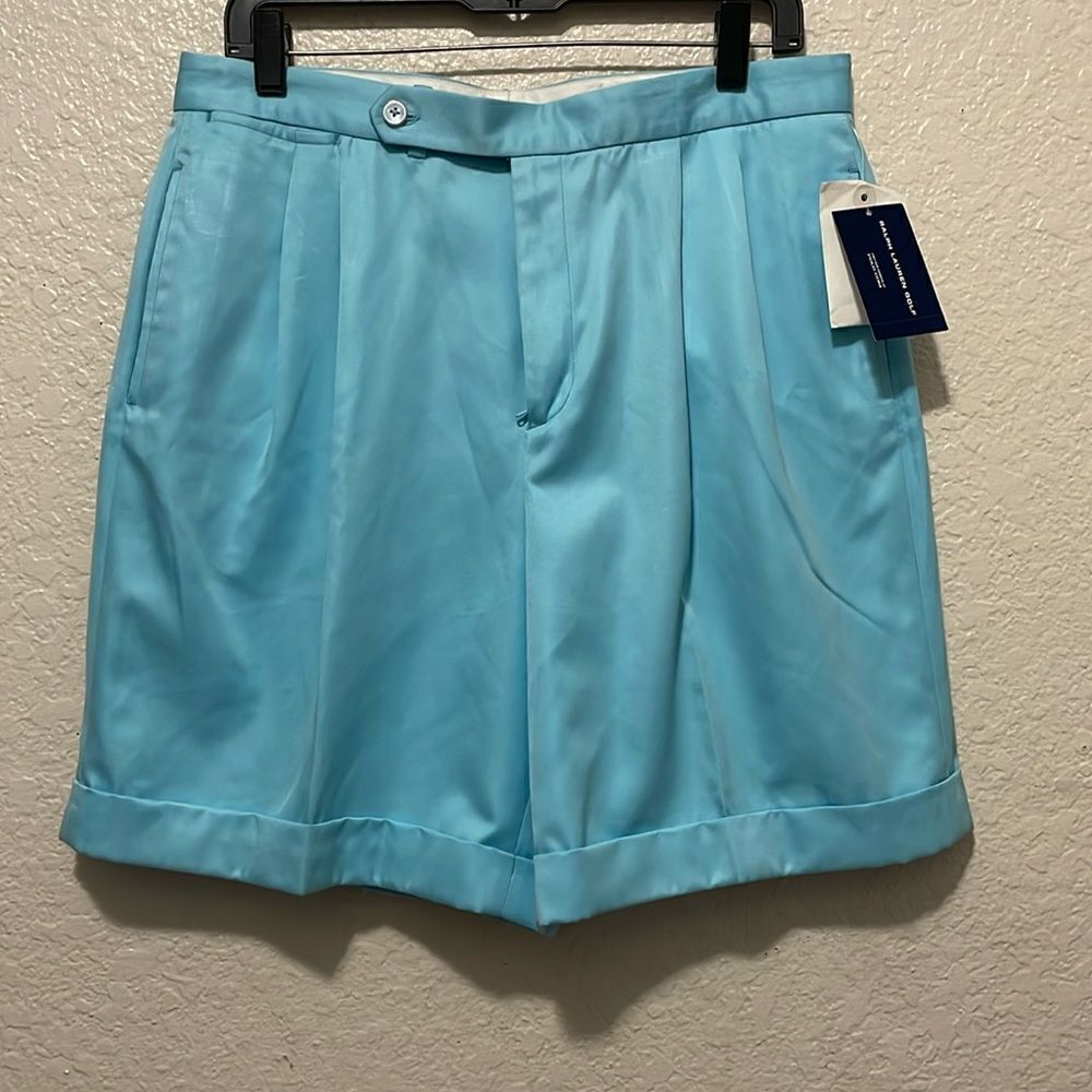 Ralph Lauren Women’s Golf High Waist Pleated Blue Bermuda Vintage Shorts Size 14